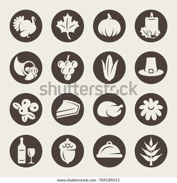 Thanksgiving Icons Stock Vector Royalty Free 704189611
