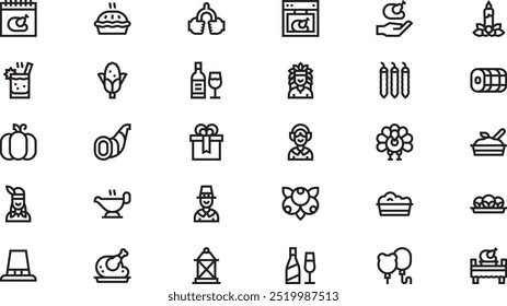 Thanksgiving icons High-Quality Vector Icons Collection with Editable Stroke. Ideal for Professional and Creative Projects.