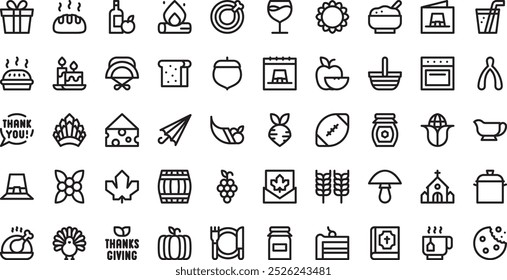 Thanksgiving icons High-Quality Vector Icons Collection with Editable Stroke. Ideal for Professional and Creative Projects.
