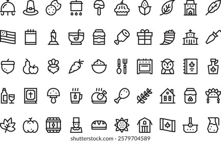 Thanksgiving icons High-Quality Vector Icons Collection with Editable Stroke. Ideal for Professional and Creative Projects