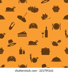 thanksgiving icons set seamless autumn pattern eps10