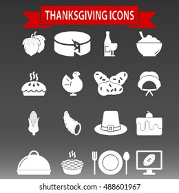 Thanksgiving Icons Set Vector Illustration
