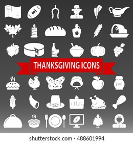 Thanksgiving Icons Set Vector Illustration
