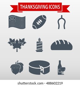 Thanksgiving Icons Set Vector Illustration