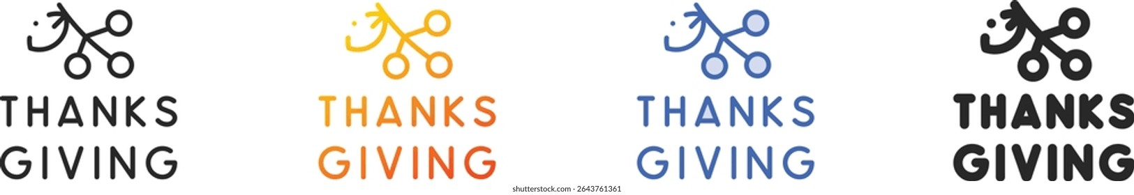 thanksgiving icon.Thin Linear, Gradient, Blue Stroke and bold Style Design Isolated On White Background