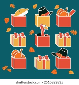 Thanksgiving illustration vector with autumn style