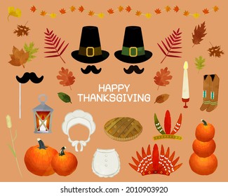 Thanksgiving image illustration material set
