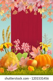 Thanksgiving invitation card. Autumn festival flyer or poster template. Usable for any kind of event, party, concert, festival