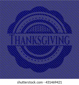 Thanksgiving jean or denim emblem or badge background