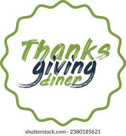 Thanksgiving label with lettering in retro style, vector