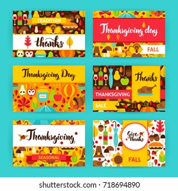 Thanksgiving Label Set.  Vector Illustration of Fall Holiday Concept. Printable Badge Design.