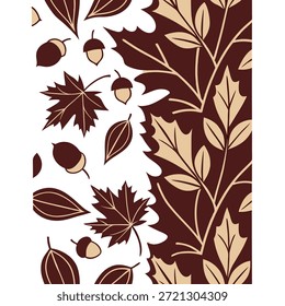 Ação de Graças deixa padrão sem costura com tons ricos escuros de ouro Borgonha e marrom para um conceito estético sofisticado outono como Padrão sofisticado Ação de Graças com ouro Borgonha e tons marrons para um olhar de queda refinado no Conceito de Stock de Foto e espaço vazio no lado esquerdo, sem texto —ar 7:2 —tile