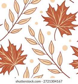 Thanksgiving leaves seamless pattern with layered autumn leaves and delicate textures for a soft refined seasonal design concept as Soft Thanksgiving pattern with layered autumn leaves and delicate textures for a refined fall aesthetic in Photo Stock Concept and empty space on the left side,no text --ar 7:2 --tile