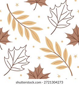 Thanksgiving leaves seamless pattern with soft muted tones and gentle leaf shapes for a subtle cozy autumn vibe concept as Cozy Thanksgiving pattern with soft muted tones and gentle leaf shapes for a subtle autumn effect in Photo Stock Concept and empty space on the left side,no text --ar 7:2 --tile