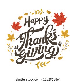 Vector Illustration Happy Thanksgiving Day Typography Stock Vector ...