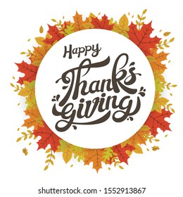 Thanksgiving lettering design with colourful flower isolate on white background vector illustration