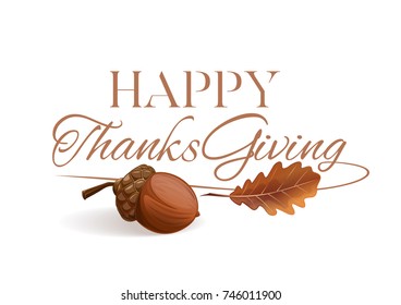 Thanksgiving lettering design. Happy Thanksgiving. Vector illustration isolated on white background