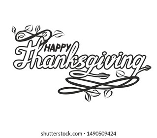 Thanksgiving lettering in the form of a black contour
