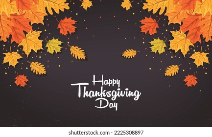 thanksgiving lettering with leafs poster