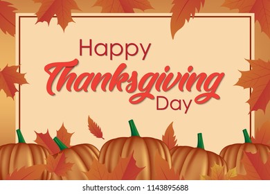 Thanksgiving Lettering Pumpkins Maple Leaves Usable Stock Vector ...