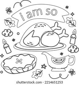 Thanksgiving Line Art And Illustrations for Coloring Page