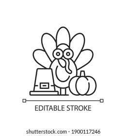 Thanksgiving Linear Icon. Festive Occasion. Traditional Family Party. Seasonal Gathering. Thin Line Customizable Illustration. Contour Symbol. Vector Isolated Outline Drawing. Editable Stroke