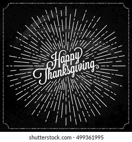 Thanksgiving logo with sunburst on black background