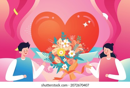 Thanksgiving love illustration Valentine's day surprise gift Poster