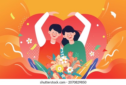 Thanksgiving lovers figure than heart illustration love Valentine's Day gift Poster