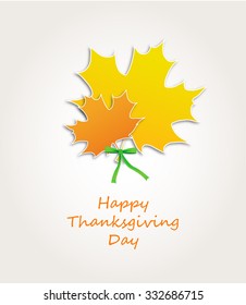 Thanksgiving maple greeting card. Vector illustration