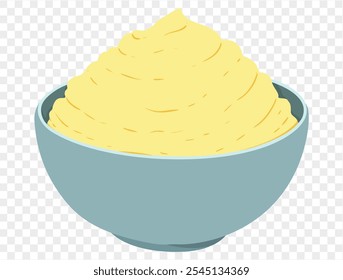 Ação de Graças purê batatas com um pedaço de manteiga derretida em cima, em um estilo minimalista e fundo transparente. Perfeito para projetos de Ação de Graças e ilustrações de comida de férias