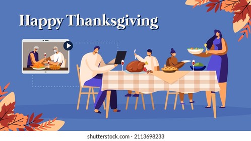 Thanksgiving Meal Family Virtual Quarantine Holiday Festival Celebration Home Table 