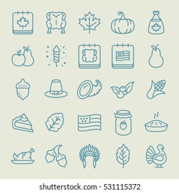Thanksgiving Minimal Flat Line Stroke Icon Pictogram Symbol Illustration Set Collection