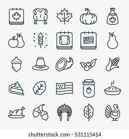 Thanksgiving Minimal Flat Line Stroke Icon Pictogram Symbol Illustration Set Collection