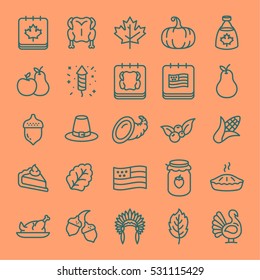 Thanksgiving Minimal Flat Line Stroke Icon Pictogram Symbol Illustration Set Collection