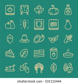 Thanksgiving Minimal Flat Line Stroke Icon Pictogram Symbol Illustration Set Collection