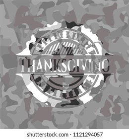 Thanksgiving on grey camo pattern
