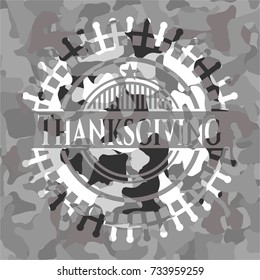 Thanksgiving on grey camo pattern