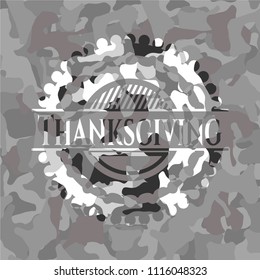 Thanksgiving on grey camouflaged pattern