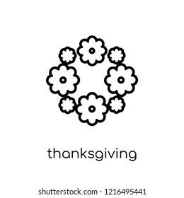 thanksgiving ornament icon. Trendy modern flat linear vector thanksgiving ornament icon on white background from thin line United States of America collection, outline vector illustration