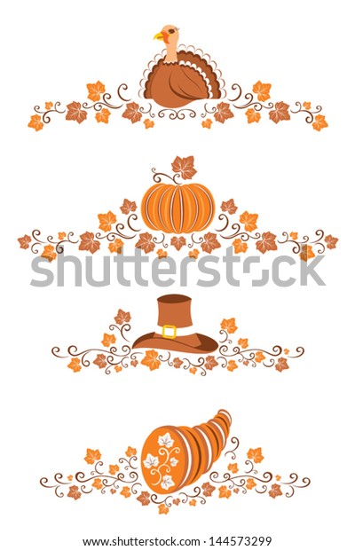 Thanksgiving ornaments.\
Four autumn\
borders.