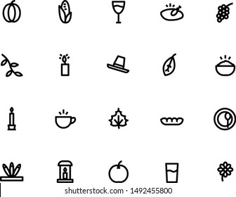Thanksgiving outline icon set vector