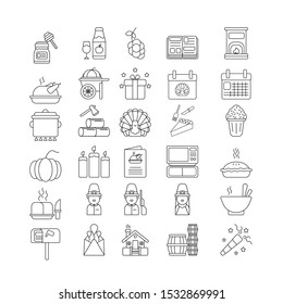 Thanksgiving outline icons vector icons, the thanksgiving joy of harvest
