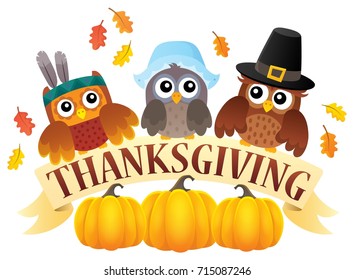 Thanksgiving owls thematic image 7 - eps10 vector illustration.