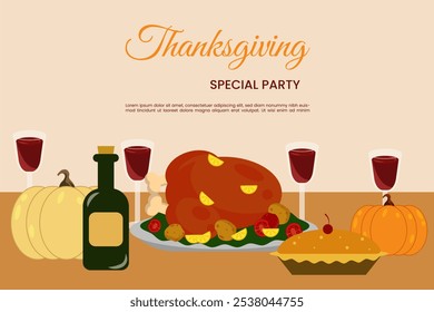 thanksgiving party background template for social media