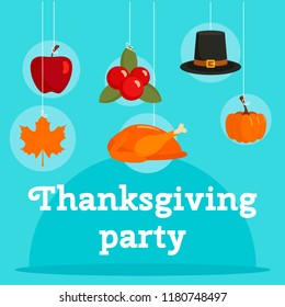 Thanksgiving party concept background. Flat illustration of thanksgiving party vector concept background for web design