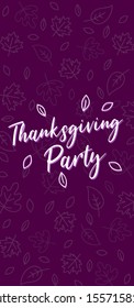 Thanksgiving Party DL Flyer Banner poster template vector illustration Autumn holiday greeting card