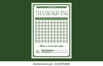 Thanksgiving Party Flyer. Vector illustration