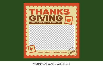 Thanksgiving Party Socials Media. Vector illustration