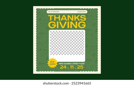 Thanksgiving Party Socials Media. Vector illustration